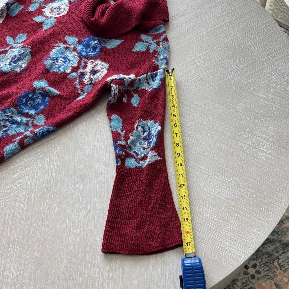 The Pioneer Woman Burgundy Floral Cowl Neck Sweater Small  A048 - Picture 9 of 9